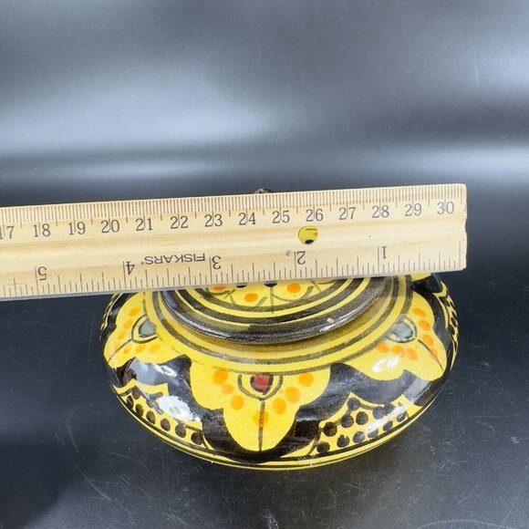 Vintage Earthenware Pottery Trinket Dish W Lid Sugar Bowl Signed Safi Hand Glaze - Picture 8 of 14